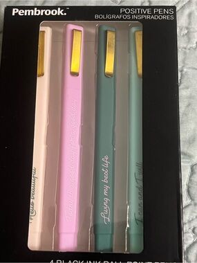 Pembrook Positive Pens Set — Pastel Pink, Cream, Teal, Sage
